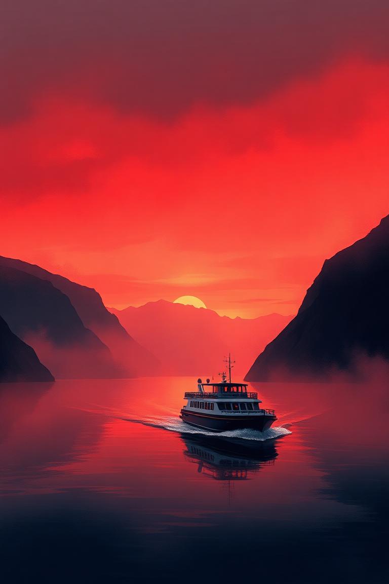 Cover artwork for Late Ferry to Ísafjörður by Priya Raghavan